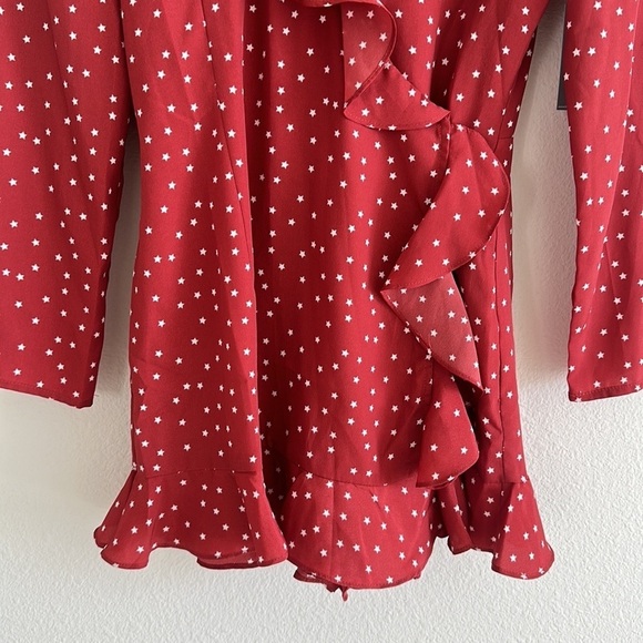 NWT Lovers + Friends Star Print Ruffled Wrap Romper - Picture 3 of 12